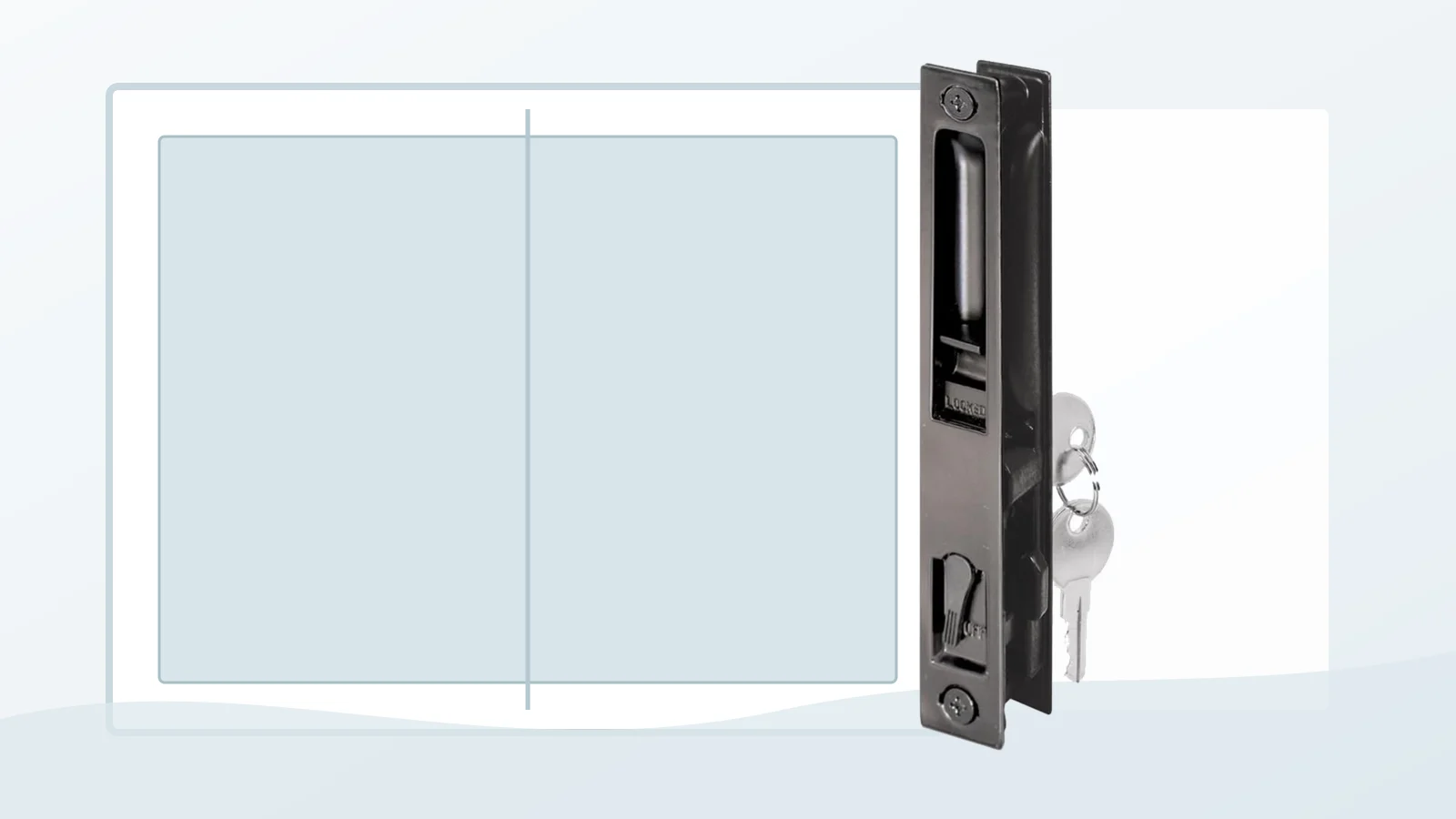 Sliding patio door handle and keyed lock hardware prepared for replacement in a Tampa Bay home.