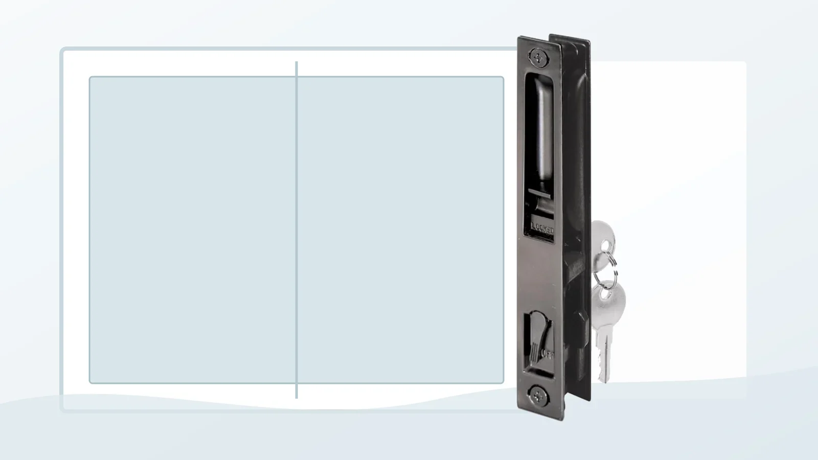 Sliding patio door latch and keyed lock hardware for latch repair in a Tampa Bay home.